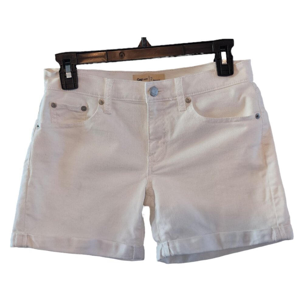 GAP 24 Waist White Cuffed Denim Jean Cotton 5" Shorts